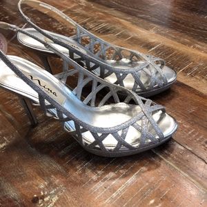 Nina silver strappy heels